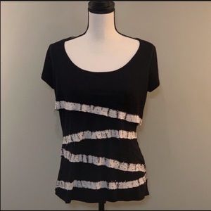 INC cap sleeve ruffle shirt with rhinestones